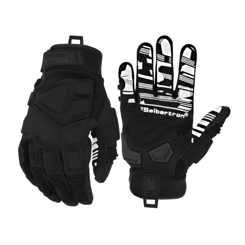 Seibertron SPS-1 Motocross Gloves Youth Small Black White Touchscreen Protective